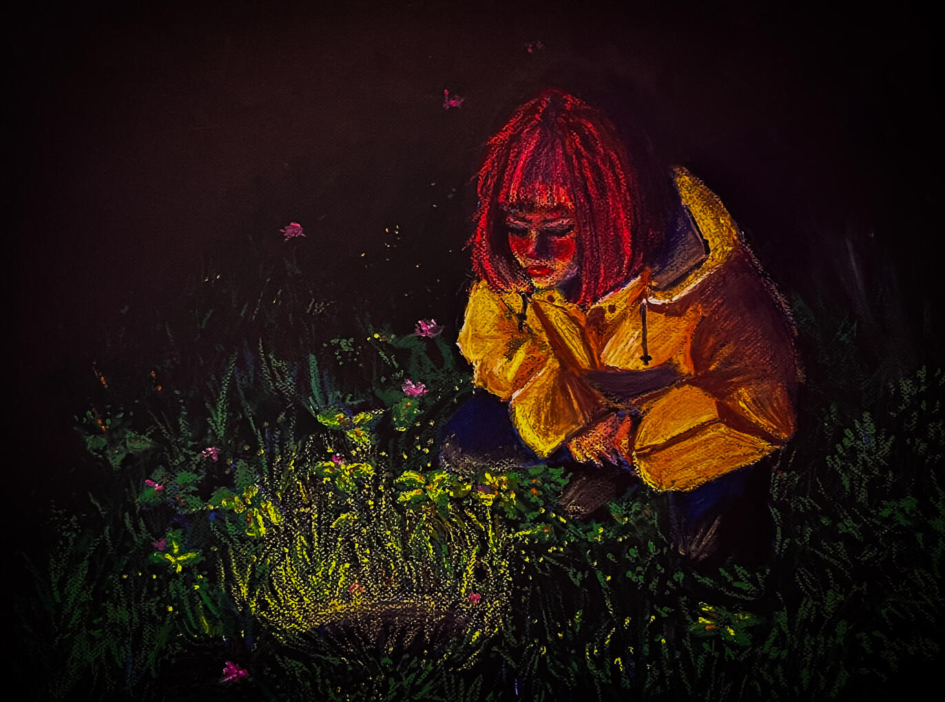 6th Sense, 2025, oil pastel on paper, 19.5 x 20.5 inches