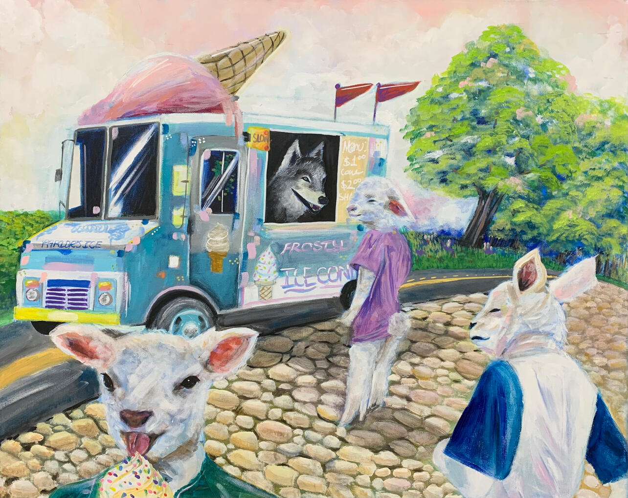 Lunch & Dessert, 2024, acrylic on canvas, 24 x 30 inches